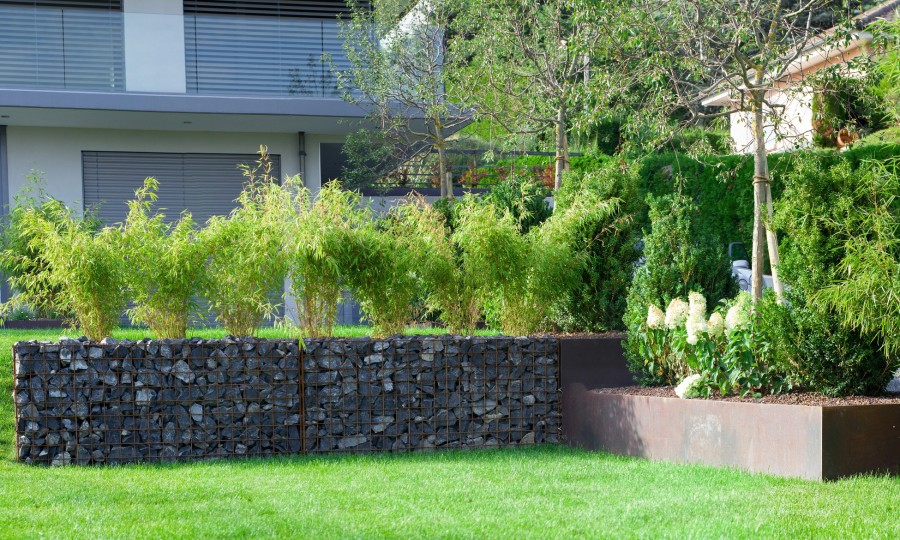 Pose de gabion pour créer 2 paliers